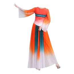 訂購古典舞演出服  飄逸新款中國風仙女現代舞蹈服裝   扇子長裙  藝考  獨舞  SKDO005 訂購古典舞演出服  飄逸新款中國風仙女現代舞蹈服裝   扇子長裙  藝考  獨舞  SKDO005